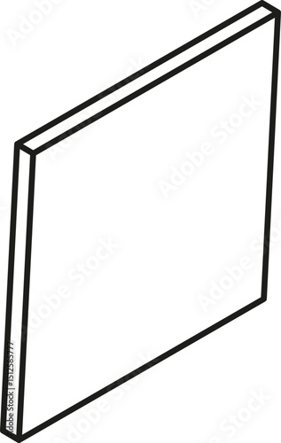 Vertical rectangle aligned on a slanted axis with outlined structure and linear depth.