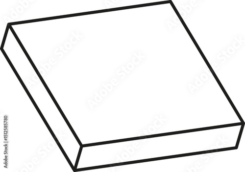 Small block with sloped positioning and angled surfaces, constructed using outlined perspective.