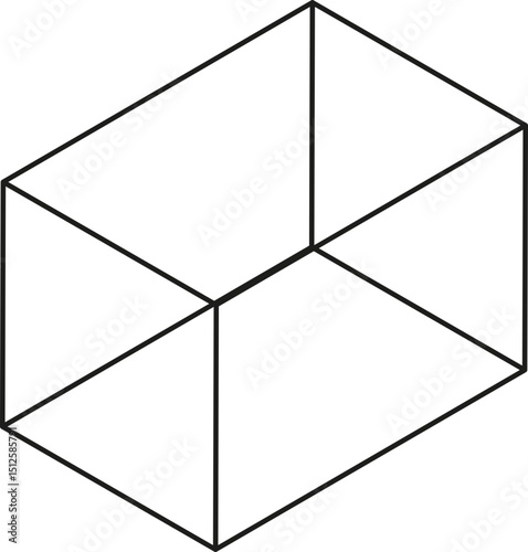 Angled small block with outlined sides and layered visual depth in three-dimensional design.