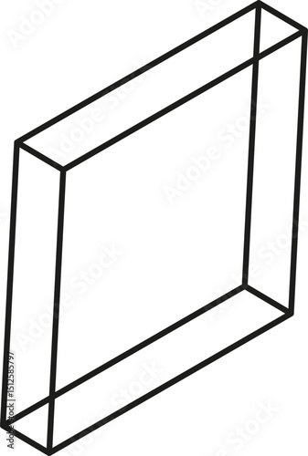 Square figure drawn with thick stroke outlines and defined layered edges in geometric form.