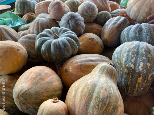 Pile of pumpkins ina street market in Santarem, Brazil
