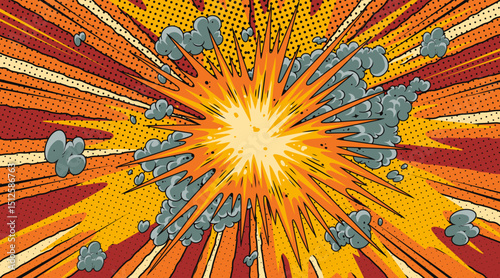 Explosive action in dynamic comic style artwork