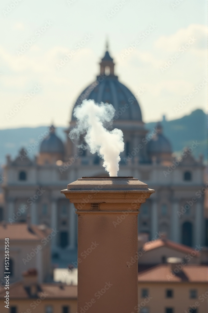 Fototapeta premium A chimney puffing out smoke from a building