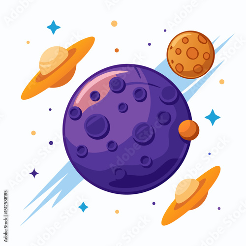 International Asteroid Day Vector Illustration – Space, Asteroids, Planet Earth Protection Concept