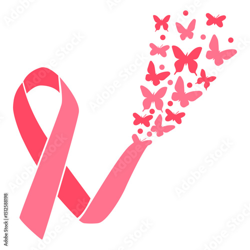 Butterfly burst breast cancer ribbon