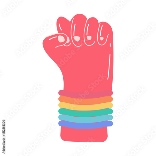 Closed fisted with rainbow wristband sticker
