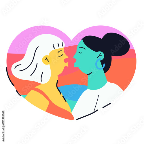 Two girls kissing sticker