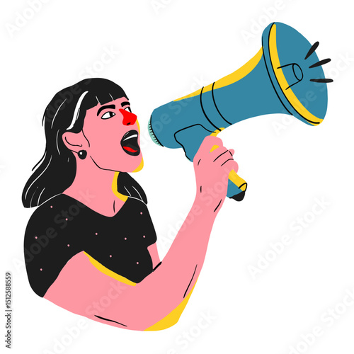 Woman megaphone illustration