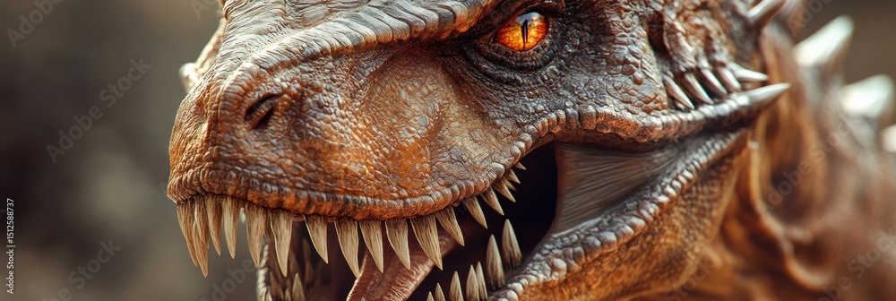 Fototapeta premium Realistic dinosaur head close-up featuring intricate details and vivid textures