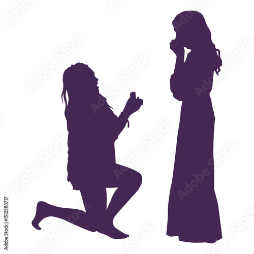 Lesbian couple proposal silhouette