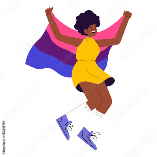 Girl with bi flag flat