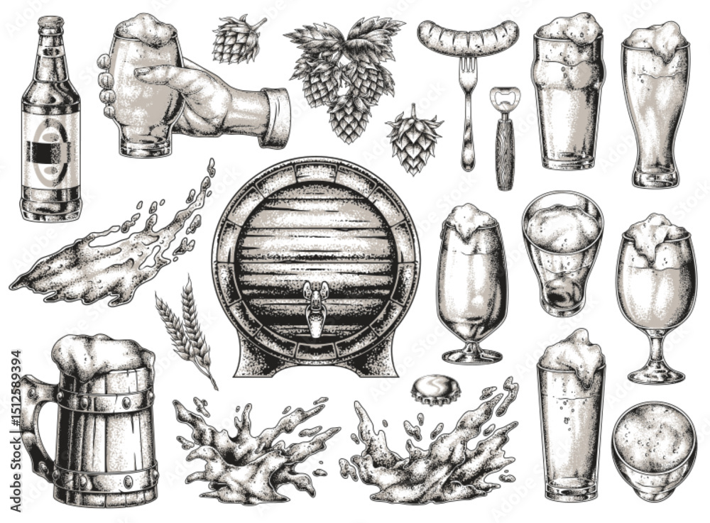 Naklejka premium Celebration of beer in various styles and settings