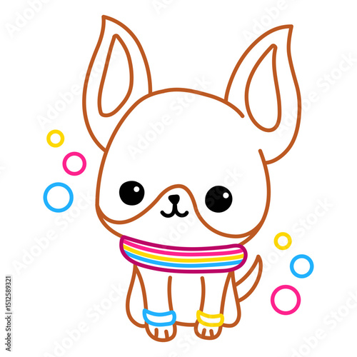 Cute chiuaua dog with pansexual pride flag 