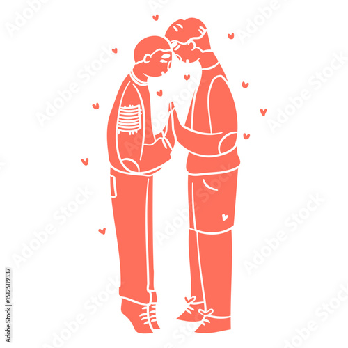Loving gay couple cut out