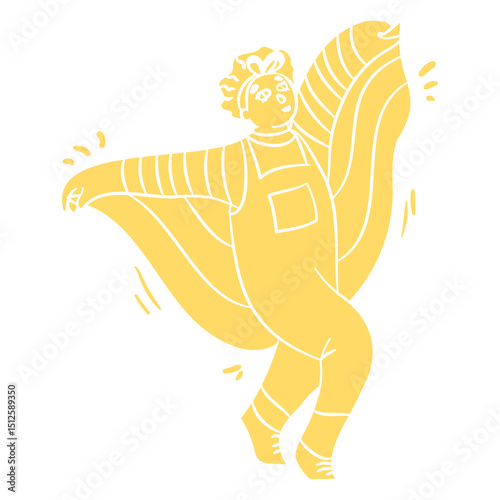 Happy person with pride flag cut out