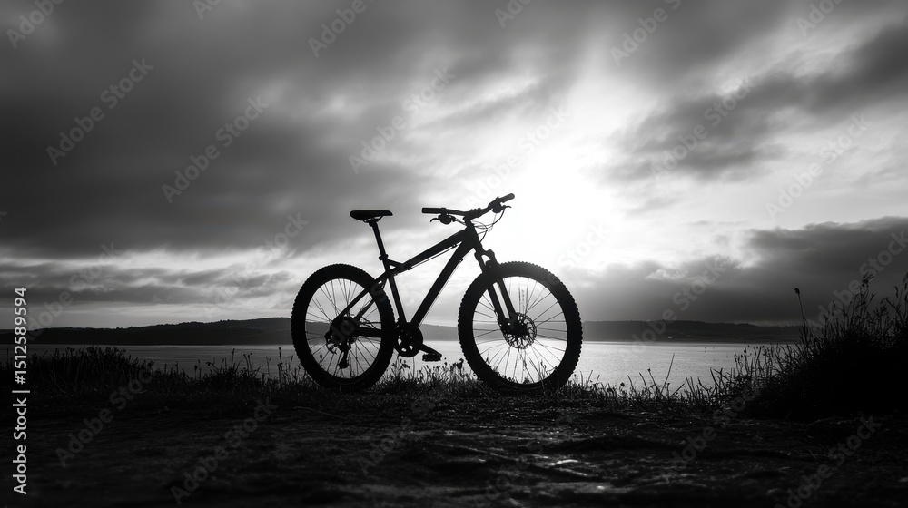 Fototapeta premium Dynamic Bike Silhouette. Capturing the Essence of Cycling and Sport in Motion