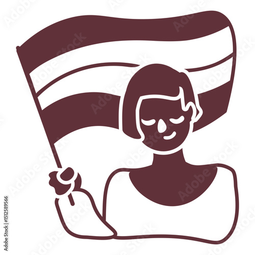Girl holding pride flag cut out