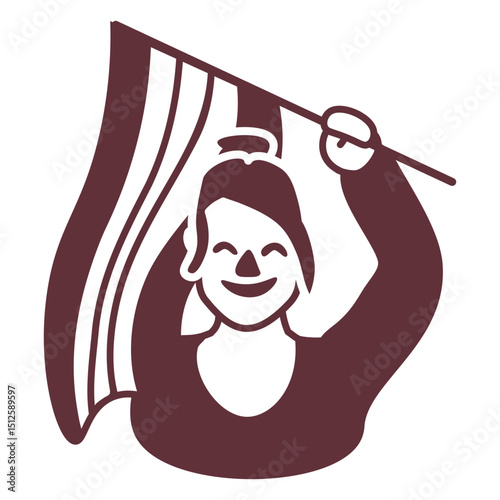 Happy person holding pride flag cut out