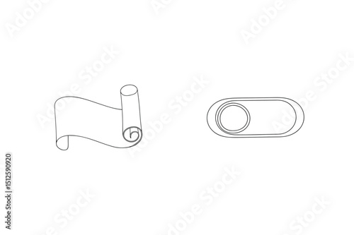 Minimalist scroll and toggle switch outline illustration design on a clean white background