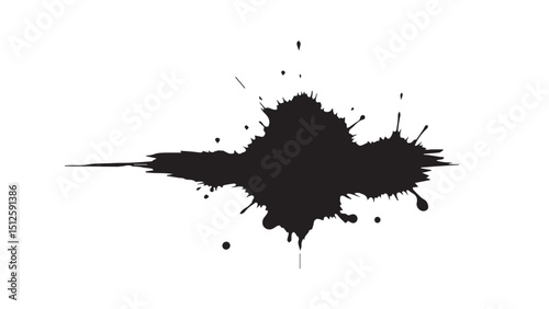 Ink splash isolated on white background. Black drop ink splatter. Black Ink splash texture background. 