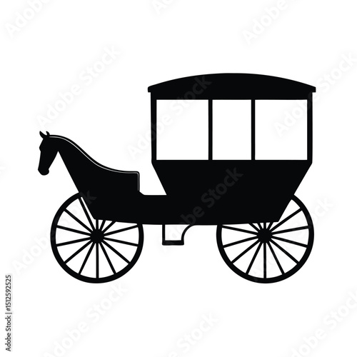 Traditional Amish Horse Drawn Buggy silhouette vector art illustration