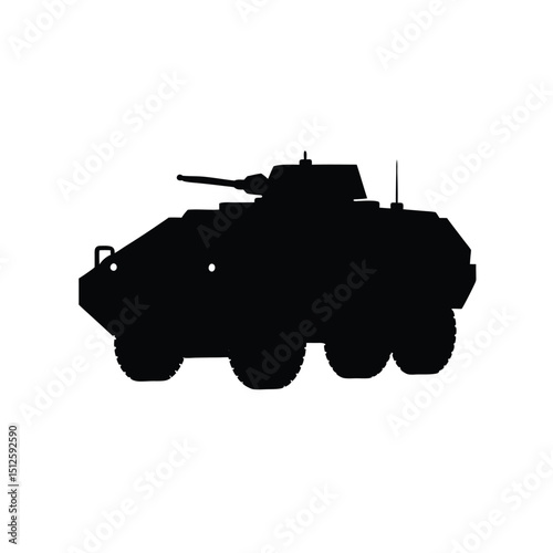 Armored Tactical Combat Vehicle silhouette vector art illustration