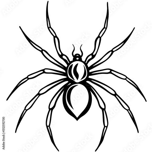 Black Widow Spider Vector on White