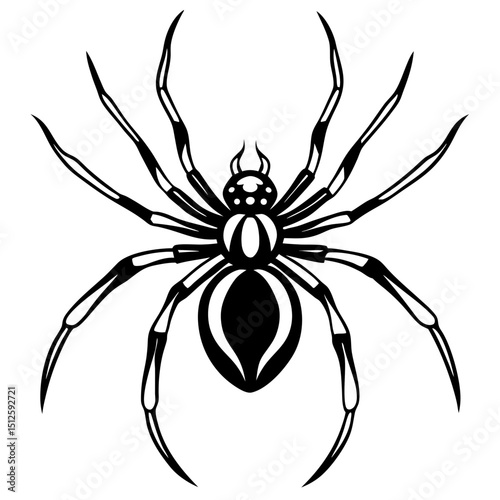 Black Widow Spider Vector on White