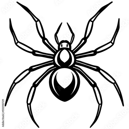 Black Widow Spider Vector on White