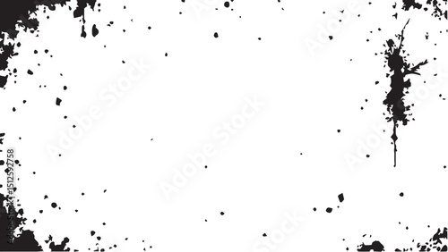 Grunge ink splash dots grained texture on white background. Ink splashes seamless pattern. Black and white spray texture.