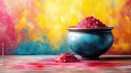 Happy holi poster template with colorful