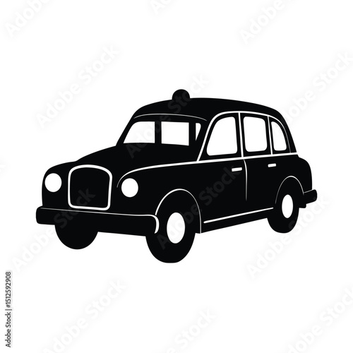 Classic Black Cab London Taxi silhouette vector art illustration