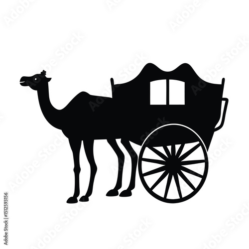 Traditional Camel Cart Desert Vehicle silhouette vector art illustration