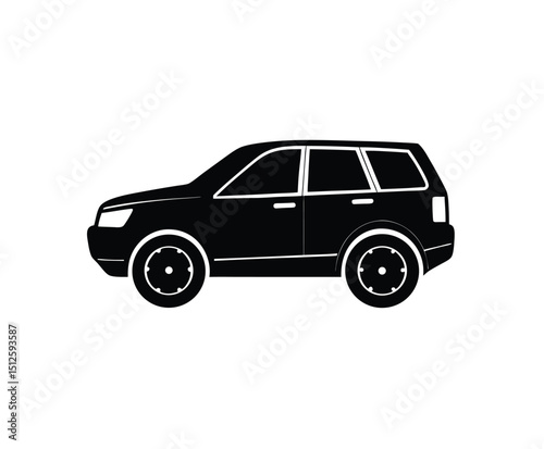 Modern Compact Crossover SUV silhouette vector art illustration