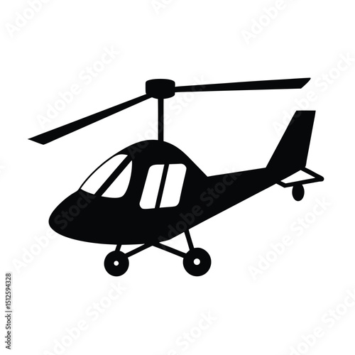 Lightweight Gyrocopter Aircraft silhouette vector art illustration