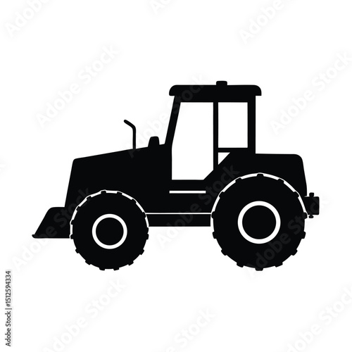 Road Construction Motor Grader Machine silhouette vector art illustration