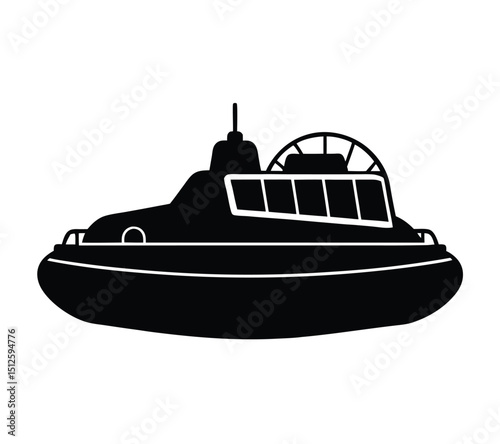 Amphibious Hovercraft Transport Vehicle silhouette vector art illustration