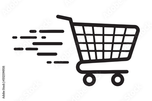 Fast shopping cart silhouette bold minimalist design