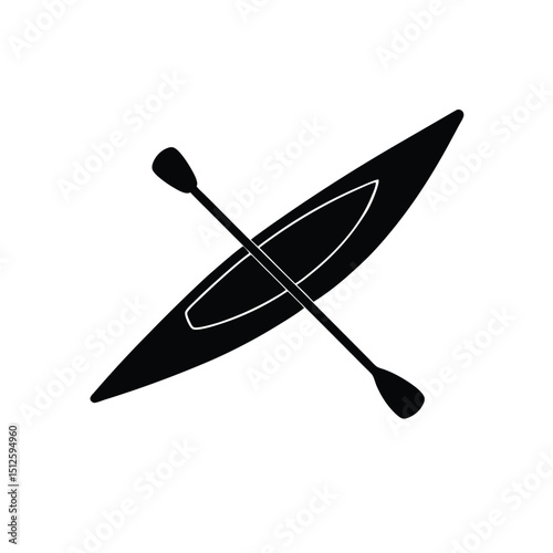 Recreational Kayak Boat silhouette vector art illustration