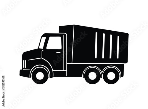 Heavy Duty Cargo Lorry Truck silhouette vector art illustration