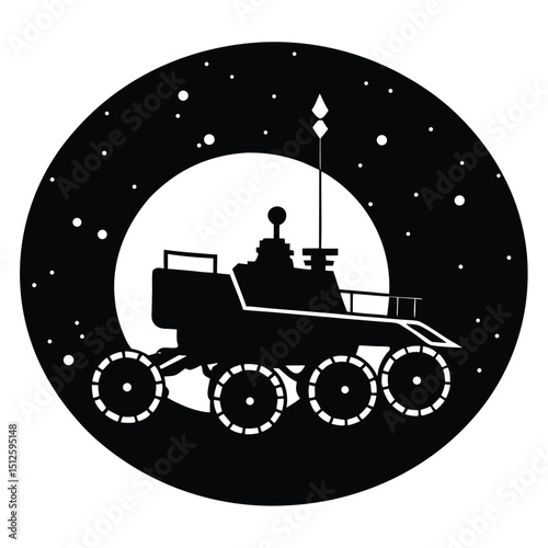 Exploration Lunar Rover Vehicle silhouette vector art illustration