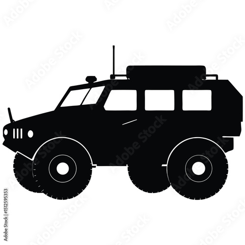 Military Tactical Vehicle silhouette vector art illustration