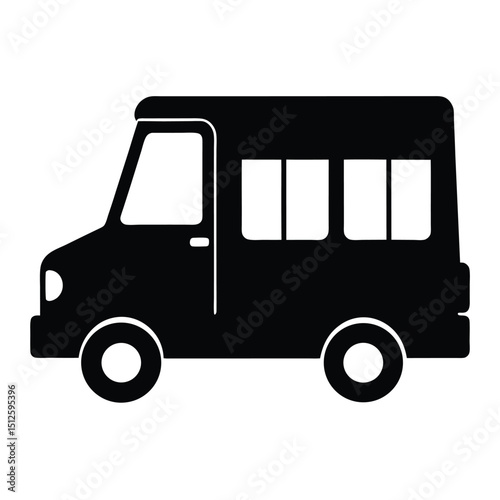 Electric Milk Float Delivery Vehicle silhouette vector art illustration