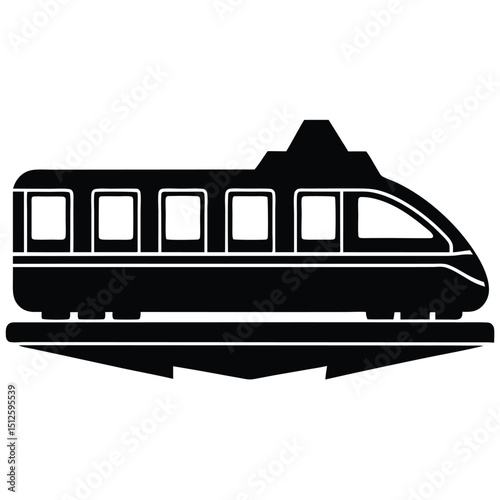 Elevated Monorail Transit Train silhouette vector art illustration