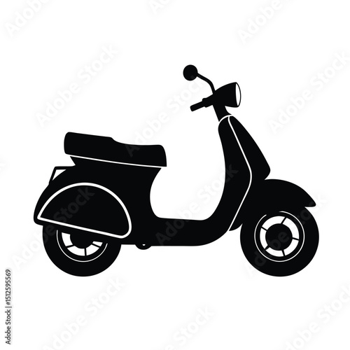 Lightweight Urban Moped Scooter silhouette vector art illustration