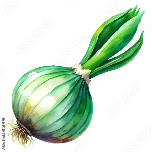Fresh Green Onion – Crisp Scallion Clipart Isolated on Transparent Background.png