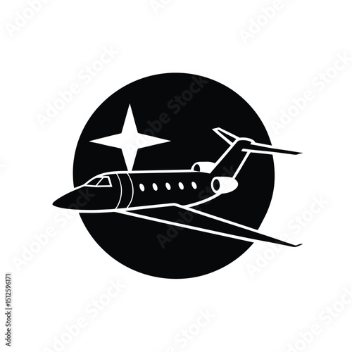 Private Luxury Jet Aircraft silhouette vector art illustration
