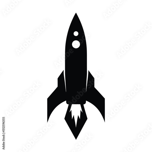 Space Rocket Launch Vehicle silhouette vector art illustration