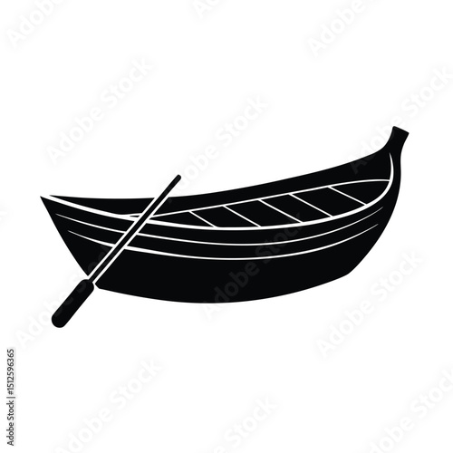 Small Wooden Rowboat Silhouette vector art illustration