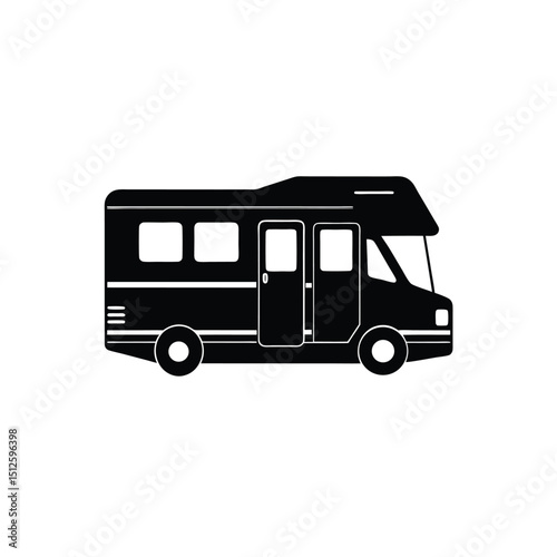 Recreational Vehicle RV Camper silhouette vector art illustration